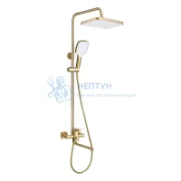 Душевая система Prohanss P62.24.03 для ванны и душа с тропическим душем поворотный излив 25 см, золотой сатин