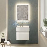 Зеркало TECNO c LED 60 с подсветкой, с функцией антизапотевание, белое глянцевое