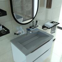 Раковина для ванной полувстраиваемая Uperwood Next 70 см, прямоугольная, серый глянец