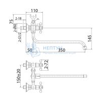 Смеситель для ванны с длинным изливом, Duplex, Milardo, DUPSB02M10