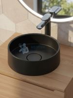 Раковина для ванной накладная кварцевая Uperwood Tanos Quartz 35 см, круглая, уголь