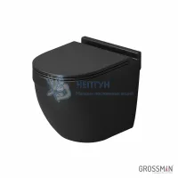 Унитаз подвесной Grossman GR-4483BMSQ безободковый, черный матовый с тонкой крышкой, микролифт
