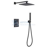 Душевая система ABBER Weiss Insel AF8051B скрытого монтажа без излива, термостат, черный матовый