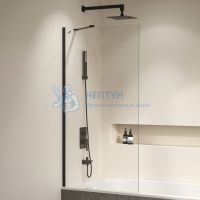 Шторка на ванну 80*150 RGW SC-151-B Чёрный/Прозрачное/8 мм (Easy)