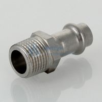 Пресс-фитинг из нержавеющей стали с наружной резьбой 15 мм x 1/2" Valtec VTi.901.I.001504