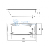 Акриловая ванна Berges Wasserhaus Feya 170x70 прямоугольная 050012