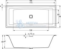 Акриловая ванна Riho Square 180x80 прямоугольная B099001005