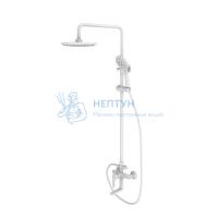 Смеситель с верхним душем и изливом, белый матовый, Ray, Iddis, RAYWT3Fi06