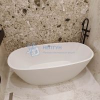 Ванна из искусственного камня Veconi Imperia 160x75 белая отдельностоящая овальная IMP16075