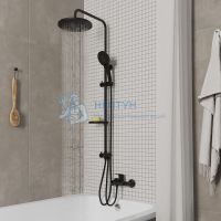 Душевой гарнитур с тропической лейкой, черный матовый, Ideal Spa, Milardo, ILSBL3FM76