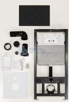 Комплект инсталляции NOVAFLOW с панелью смыва NOVA ORB 001 черный, матовый 19101071001 Рехау